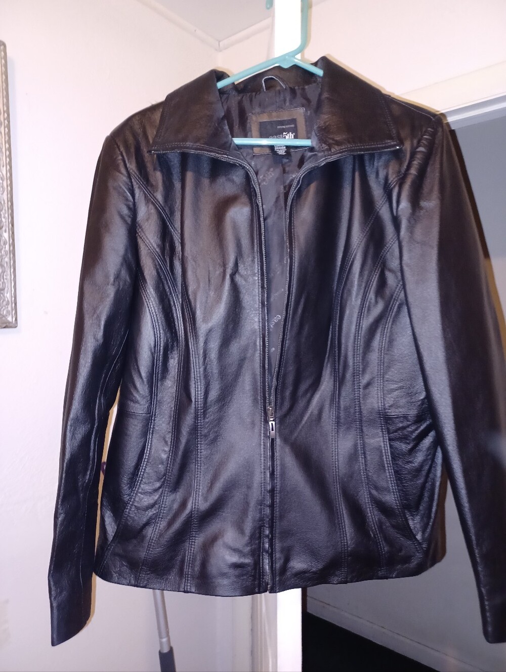 East 5th Women's Black Leather Zip-Front Jacket Size L